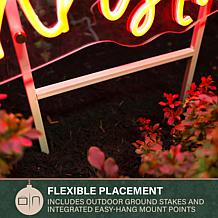 Fraser Hill Farm 3-ft. Neon White & Red Merry Christmas Sign with L...