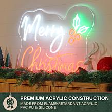 Fraser Hill Farm 3-ft. Neon White & Red Merry Christmas Sign with L...