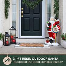 Fraser Hill Farm 3.1-Ft. Resin Santa Claus Statue with Stop Sign & ...