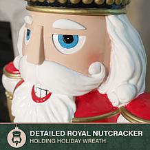 Fraser Hill Farm 3.8-ft. Resin Nutcracker Statue with Wreath, White...