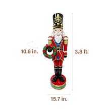 Fraser Hill Farm 3.8-ft. Resin Nutcracker Statue with Wreath, White...