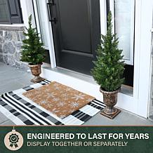 Fraser Hill Farm 4-Pc Pre-Lit Christmas Porch Décor Set with 2 Pott...
