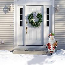 Fraser Hill Farm 50" Iron Santa Holding Gift and Lantern