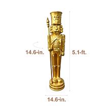 Fraser Hill Farm 5.1-Ft. Resin Gold Nutcracker Statue with Scepter,...