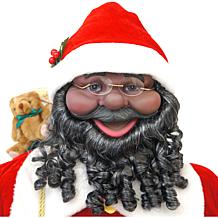 Fraser Hill Farm 58-In. African American Santa W/ Sack and Teddy Bear
