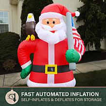 Fraser Hill Farm 6.1-Ft. Santa Claus Inflatable with Eagle, America...