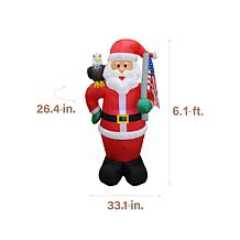 Fraser Hill Farm 6.1-Ft. Santa Claus Inflatable with Eagle, America...