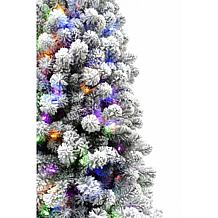 Fraser Hill Farm 6.5' Flocked Silverton Fir Tree w/ Multi LED Lights