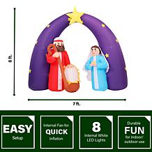 Fraser Hill Farm 7 Ft. Pre-Lit Inflatable Nativity Scene