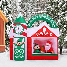 Fraser Hill Farm 7-Ft. Pre-Lit Inflatable Santa's Workshop