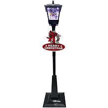 Fraser Hill Farm 71" Musical Street Lamp in Black with Snowman Scene