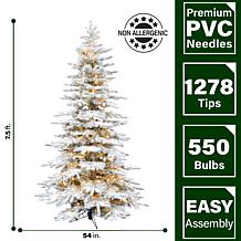 Fraser Hill Farm 7.5' Flocked Christmas Tree w/ Smart String Lighting