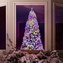 Fraser Hill Farm 7.5' Flocked Silverton Fir Tree w/ Multi-Color Lights