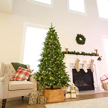 Fraser Hill Farm 7.5-Ft. Evergreen Estate Slim Pre-Lit Artificial C...