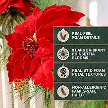 Fraser Hill Farm 9-Ft. Real Feel Foam Poinsettia Garland