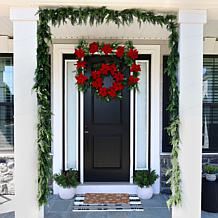 Fraser Hill Farm 9-Ft. Real Feel Foam Poinsettia Garland