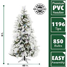 Fraser Hill Farms 9' Flocked Snowy Pine Tree - Multicolor