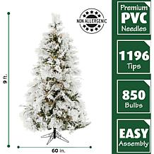 Fraser Hill Farms 9' Flocked Snowy Pine Tree - Smart Lights