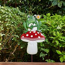 Frog and Mushroom Garden Stake and Wall Decor