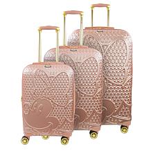 FUL Disney Textured Minnie Mouse 3Pc Hard-Sided Luggage Set, Rose Gold