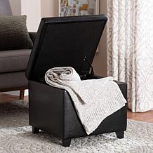 Full Leather Small Storage Cube Ottoman