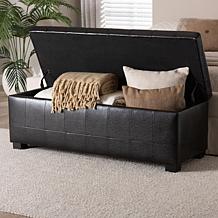 Full Leather Storage Bench Ottoman with Dimples