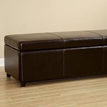 Full Leather Storage Bench Ottoman with Stitching