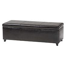 Full Leather Storage Bench Ottoman with Stitching