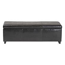 Full Leather Storage Bench Ottoman with Stitching