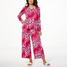 G by Giuliana 2-piece Knit Puff-Sleeve Cropped Lounge Set