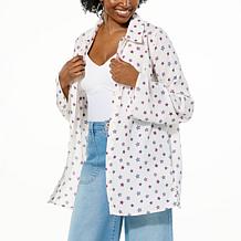 G by Giuliana Americana Printed Crepe Button-Up Blouse