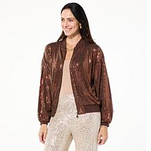 G by Giuliana Black Label Cropped Bomber Jacket