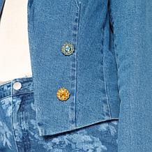 G by Giuliana Black Label Denim Jacket with Jewel Buttons