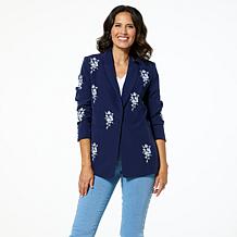 G by Giuliana Black Label Embroidered Woven Blazer