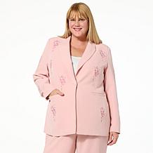 G by Giuliana Black Label Embroidered Woven Blazer