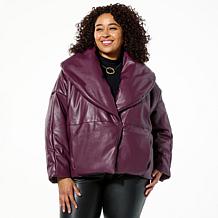 G by Giuliana Black Label Faux Leather Puffer Jacket