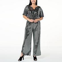 G by Giuliana Black Label Metallic Knit Jumpsuit