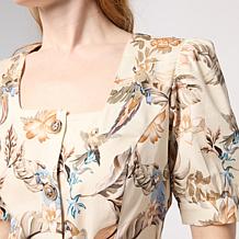 G by Giuliana Black Label Printed Cotton Stretch Sateen Dress