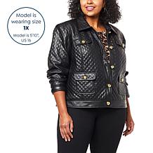 G by Giuliana Black Label Quilted Faux Leather Jacket
