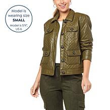 G by Giuliana Black Label Quilted Faux Leather Jacket