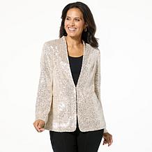 G by Giuliana Black Label Sequin Mesh Knit Blazer