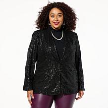G by Giuliana Black Label Sequin Mesh Knit Blazer