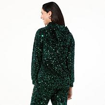 G by Giuliana Black Label Sequin Velour Knit Hoodie