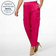 G by Giuliana Black Label Straight-Leg Satin Cargo Pant