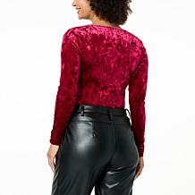 G by Giuliana Black Label Sweetheart Neck Velour Knit Top