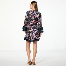 G by Giuliana Black Label Woven Embroidered Dress with Tiered Skirt