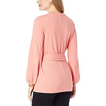 G by Giuliana Brushed Hacci Knit Tie-Front Tunic