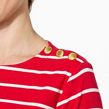 G by Giuliana Button  Shoulder Striped Knit Top
