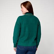 G by Giuliana Chain Detail Button-Front Sweater Cardigan