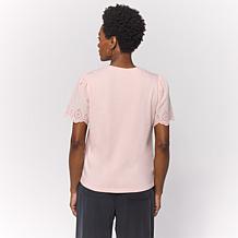 G by Giuliana Cotton Modal Top with Eyelet Sleeve